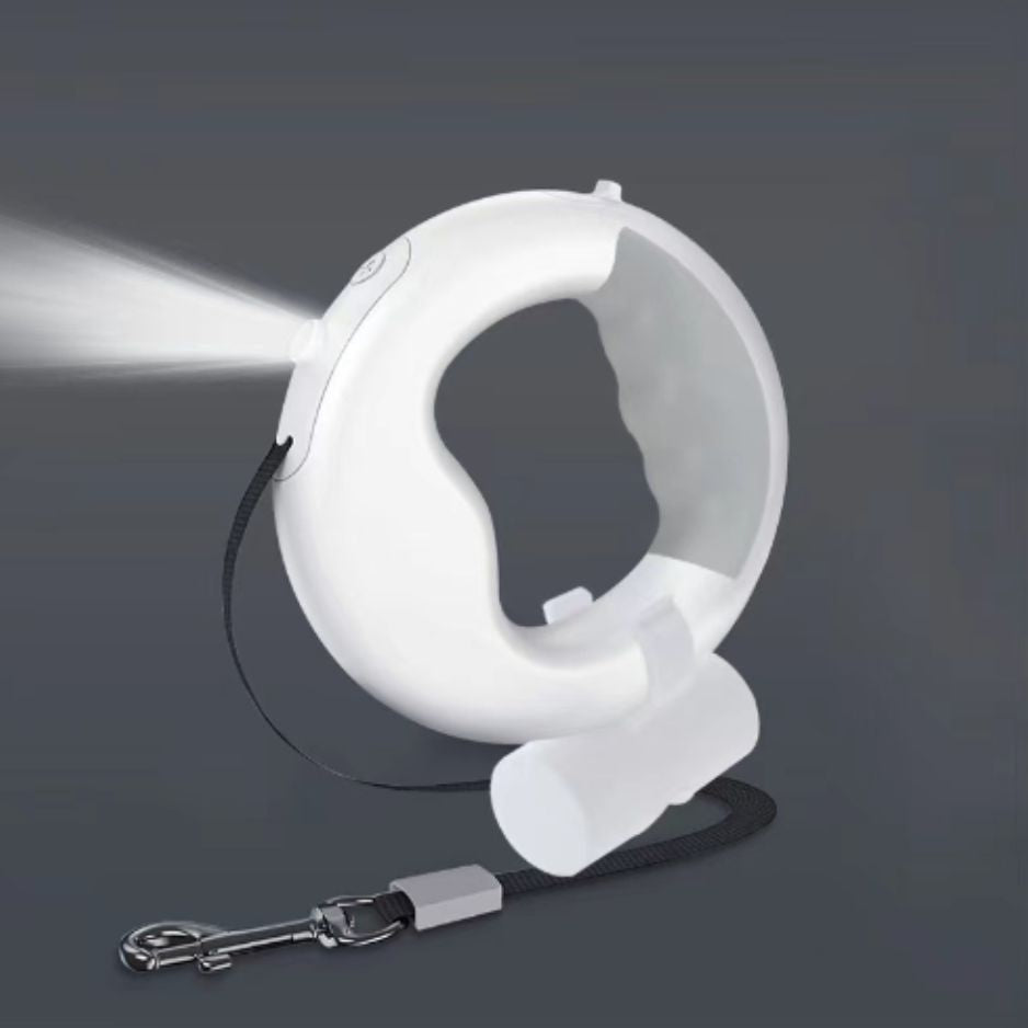 Oprolbare Hondenriem met Zaklamp en Afvalzakhouder